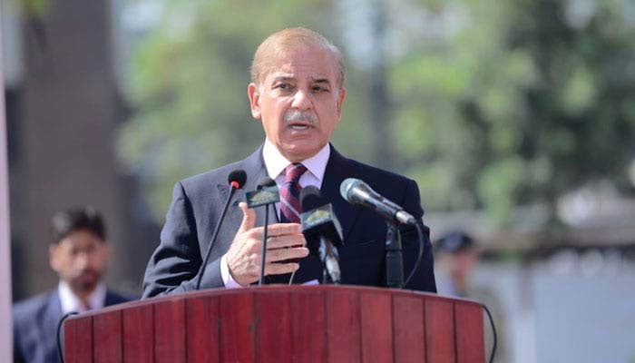 Prime Minister Shahbaz Sharif addressing the passing out ceremony of 48th STP of PSP at National Police Academy in Islamabad on October 28, 2022. — Twitter/@PakPMO/File
