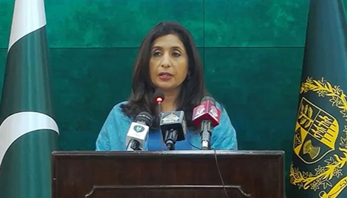 Foreign Office Spokesperson Mumtaz Zahra Baloch speaks during a press briefing. — Radio Pakistan/File