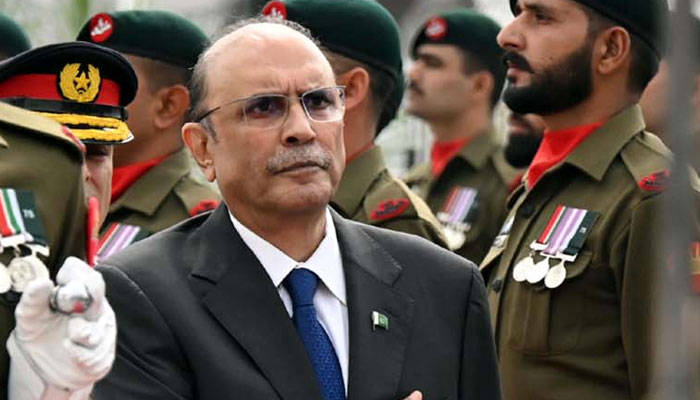 President Asif Ali Zardari inspecting the Guard of Honor, at Aiwan-e-Sadr in Islamabad on March 11, 2024. — PPI