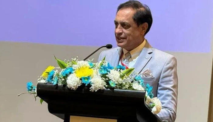 Chairman WAPDA Engr (retd) Lt Gen Sajjad Ghani speaks during an event of a road show in Bangkok on January 29, 2024. — Facebook/WAPDA