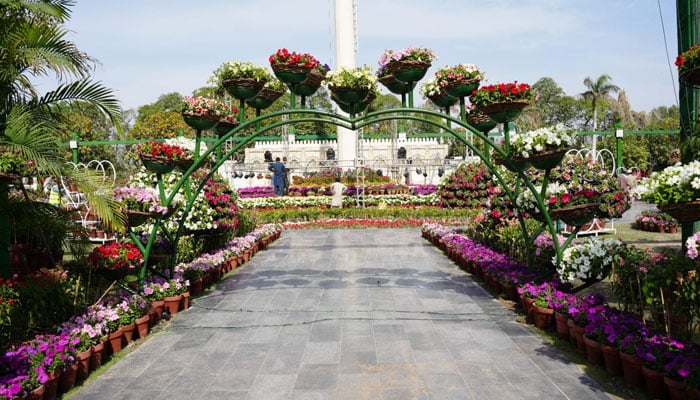 A view of a spring floral exhibition organised by the Parks and Horticulture Authority (PHA) at Jilani Park image released on March 23, 2024. — Facebook/Parks and Horticulture Authority, Lahore