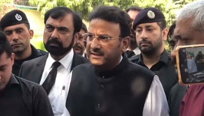 The Sindh Home Minister, Zia-ul-Hassan Lanjar speaks to media persons, this still released on March 18, 2024. — Facebook/Shahub Din Mallah