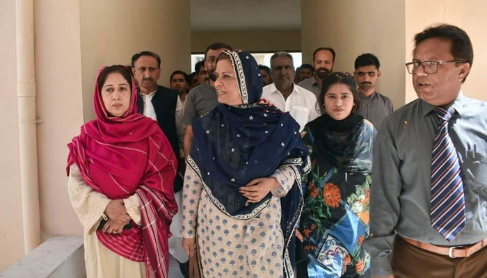 PPP central leader and MNA Dr Syeda Nafessa Shah during her visit to the Khairpur College of Engineering and Technology (KCET) on March 20, 2024. — Facebook/Dr.Nafisa Shah