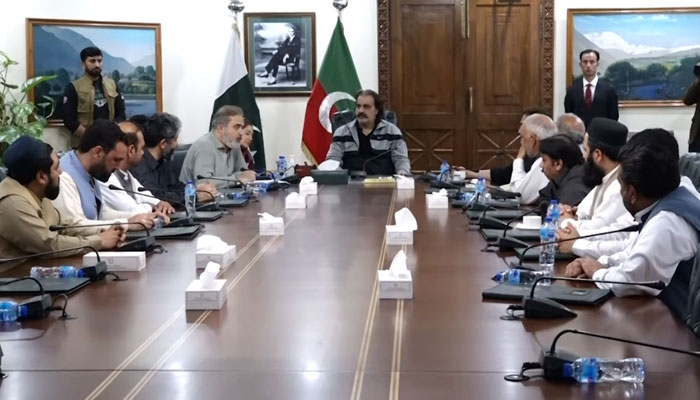 In this still, Chief Minister Ali Amin Khan Gandapur chairs a meeting on March 24, 2024. — Facebook/Ali Amin Khan Gandapur
