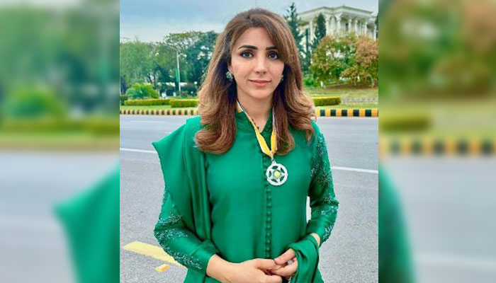 Mountaineer Naila Kiani poses for a picture after receiving Sitara-e-Imtiaz. — Instagram/naila._.kiani/File