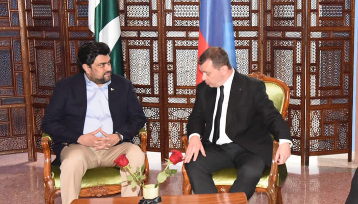 Sindh Governor Kamran Khan Tessori meets with the Russian consul general, Andrey Fedorov expresses sorrow over the tragic terrorist attack in Moscow on March 24, 2024. — X/@KamranTessoriPk