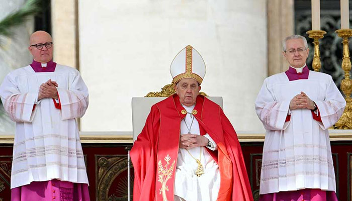 Pope Francis presides over the Palm Sunday mass at St Peter’s square in the Vatican. — AFP/File