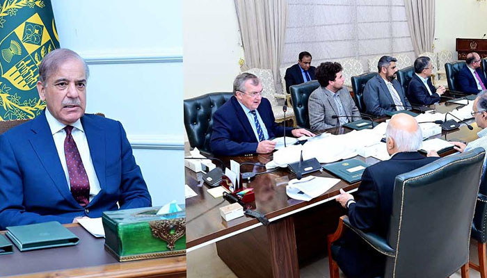 Prime Minister Muhammad Shehbaz Sharif chairs a meeting on Mines and Minerals of Balochistan with special contest to Reko Diq Project on March 24, 2024 . — NNI
