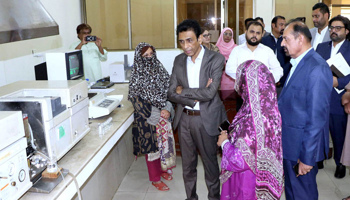 Federal Minister for Science and Technology Dr. Khalid Maqbool Siddiqui visits the PCSIR Laboratories Complex on March 25, 2024. —  APP