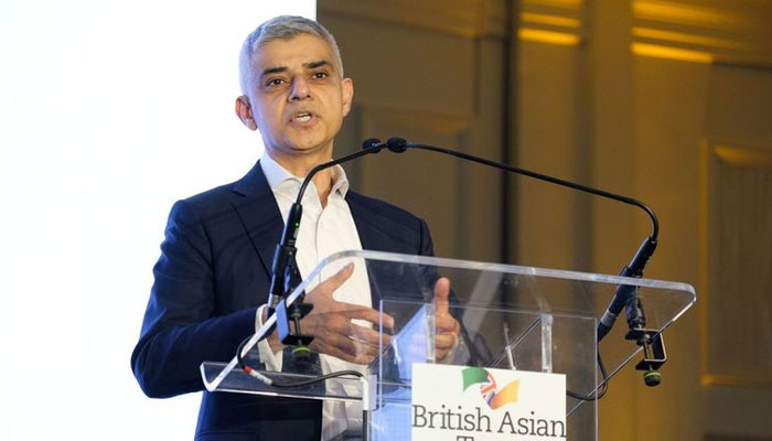London Mayor Sadiq Khan speaks during the event. — Reporter