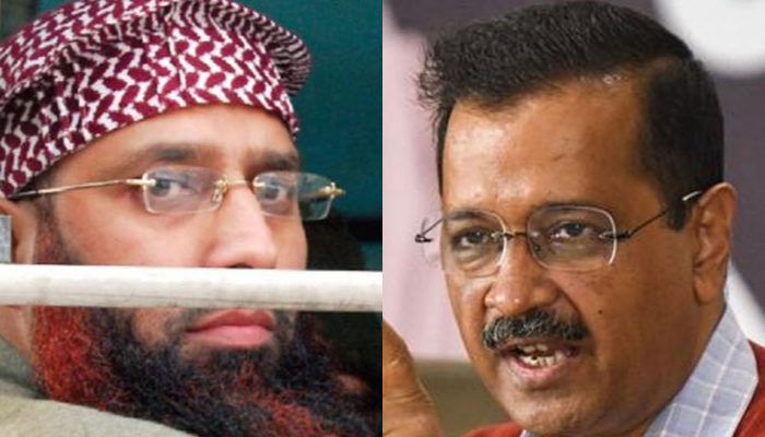 Kashmiri prisoner Dr Muhammad Qasim Faktoo (left) alias Nelson Mandela of South Asia and Delhi Chief Minister Arvind Kejriwal. — Kashmirlife website/AFP/File