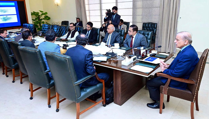 Prime Minister, Muhammad Shehbaz Sharif chairs a meeting regarding the implementation of the Track and Trace System, in Islamabad on March 25, 2024. — PPI