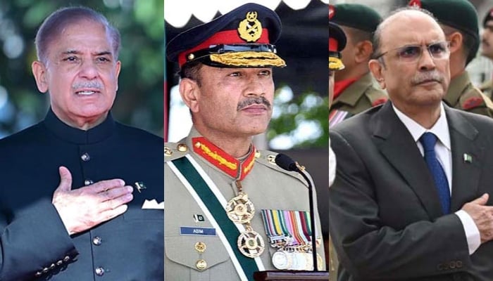 (From left to right) PM Shehbaz Sharif, COAS General Asim Munir and President Asif Ali Zardari. — INP/ISPR/APP/File