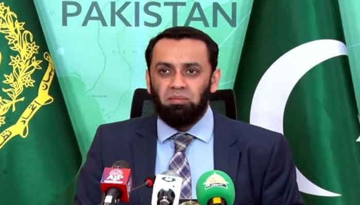 Minister for Information and Broadcasting Attaullah Tarar addressing a news conference in Islamabad on March 13, 2024. — Radio Pakistan