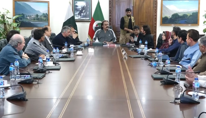 KP Chief Minister Ali Amin Gandapur presides over a meeting of the Health Department at the CM House on March 26, 2024. — Facebook/Ali Amin Khan Gandapur