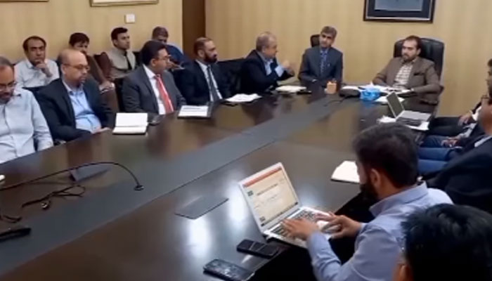 Punjab Agriculture Minister Ashiq Hussain Kirmani chairs a meeting in this still, released on March 27, 2024. — Facebook/Agriculture Department Punjab