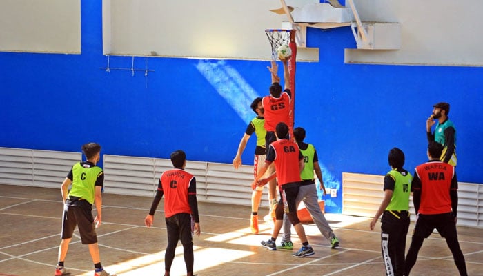 A picture from a bastketball match being played at the Pakistan Sports Complex in Islamabad on February 11, 2023. — Facebook/Pakistan Sports Board