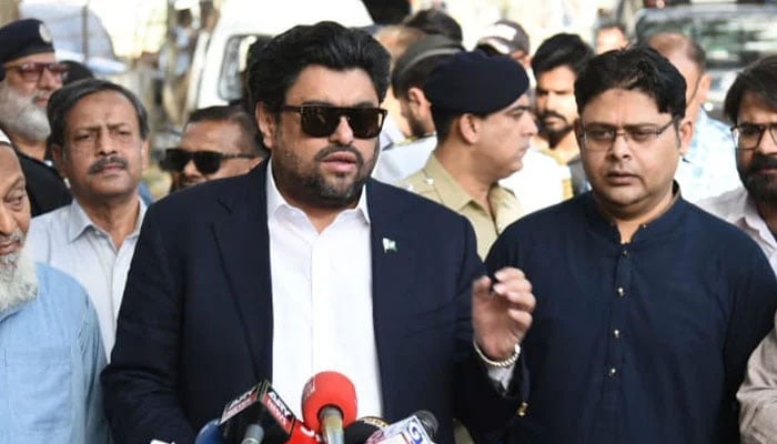 Sindh Governor Kamran Khan Tessori speaks to media persons on March 21, 2024. — X/@KamranTessoriPk