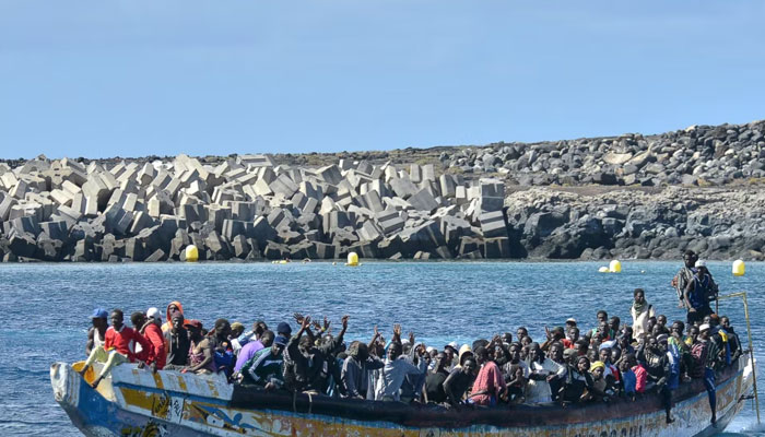 Migrants arrive on a boat at La Restinga dock in the municipality of El Pinar on the Canary Island of El Hierro, Oct. 21, 2023.—AFP/File