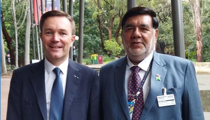 President Syed Azhar Ali Shah (right) pictured alongside UCI President David Lappartient. — Supplied/File