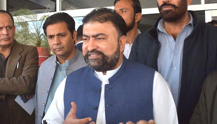CM Balochistan Sarfraz Bugti speaks to the media in this undated picture. — INP/File