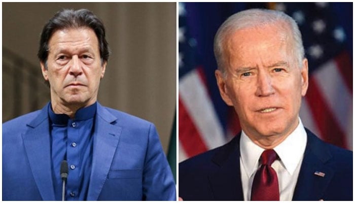 Former Pakistan Prime Minister Imran Khan (R) and  US President Joe Biden (L). — AFP/File