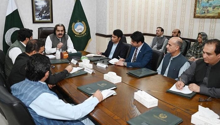Chief Minister Ali Amin Gandapur chairs a meeting Information Technology Department on March 30, 2024. — Facebook/Ali Amin Khan Gandapur