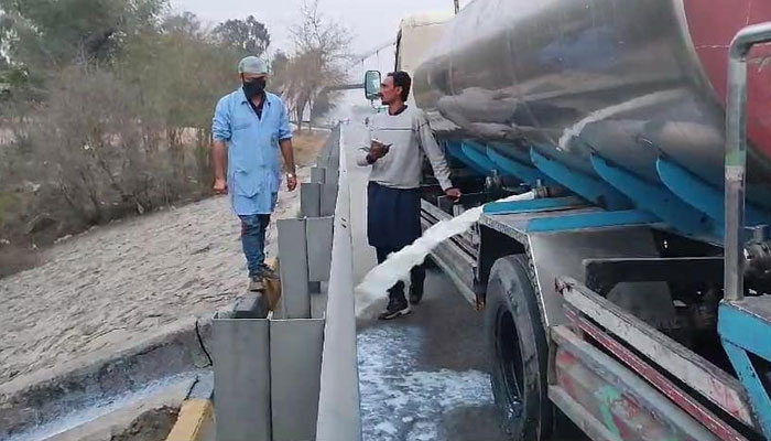 This representational image shows Food Safety Authority workers standing near the tanker on February 17, 2024. — Facebook/Islamabad Food Authority