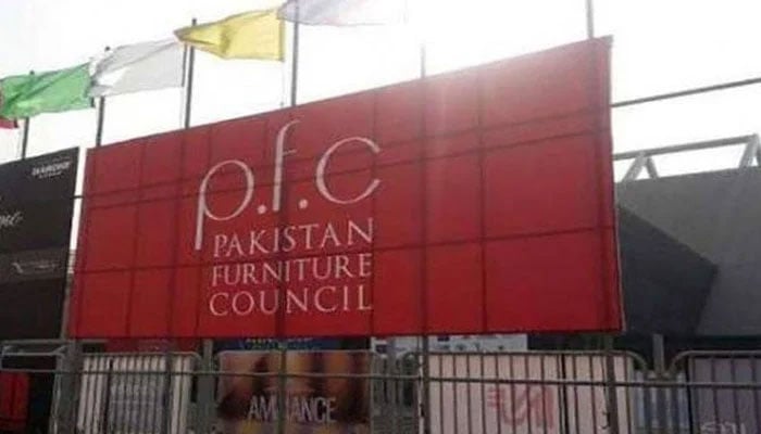 Bill board Pakistan Furniture Council (PFC) placed at an unknown location. — APP/File