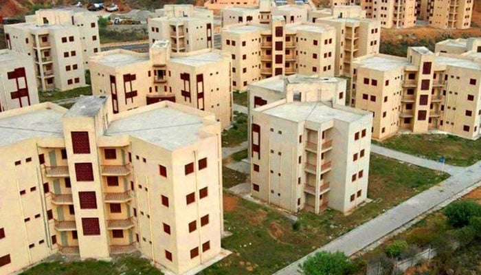 This image shows an aerial view of residential flats. — APP/File