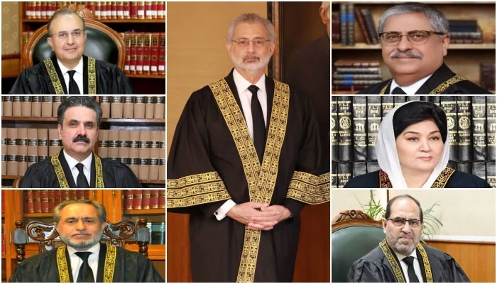 The seven-member bench headed by Chief Justice Qazi Faez Isa to hear suo-motu case on Wednesday. — SC Website/File