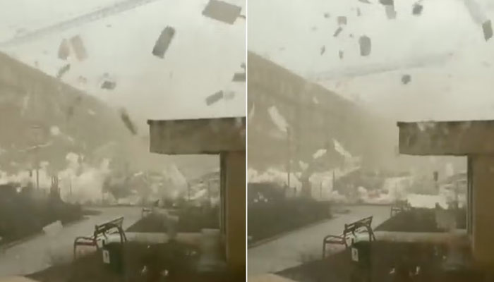 The screengrab of a video showing the effects of strong winds in Poland. — X/AnilKumarVerma_/File