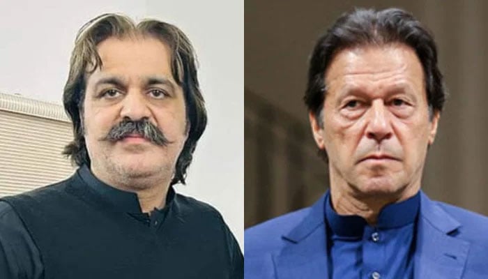 Khyber Pakhtunkhwa Chief Minister Ali Amin Gandapu (left) and former PM Imran Khan. — AFP/Facebook/AliAminKhanGandapur/File