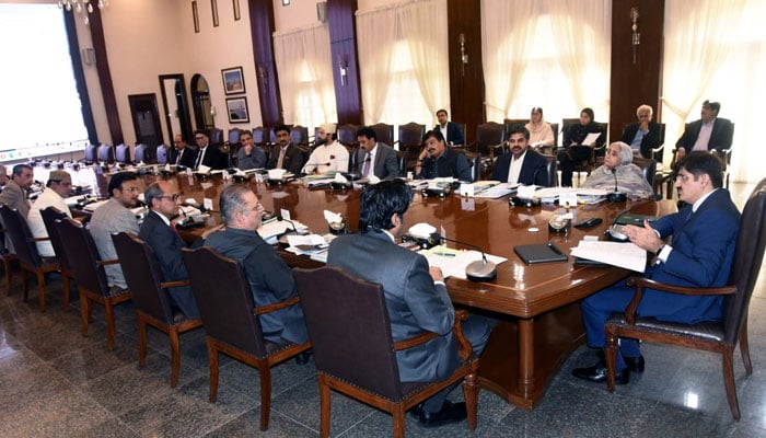 Sindh Chief Minister Syed Murad Ali Shah presides over a cabinet meeting at CM House on April 3, 2024. — Facebook/Sindh Chief Minister House