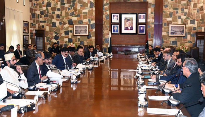Sindh CM Murad Ali Shah and the WB team led by Country Director Mr Najy Benhassine review the progress of the lender-assisted active projects at CM House on April 3, 2024. — Facebook/Sindh Chief Minister House