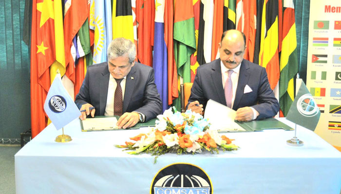 The  (Comsats) and the (NIDM) officials sign an agreement during the signing of a Letter of Agreement (LoA) ceremony on April 4, 2024. — Commission on Science and Technology for Sustainable Development in the South (COMSATS) Website