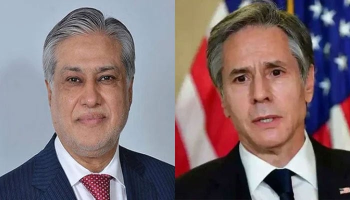 Foreign Minister Ishaq Dar (left) and US Secretary of State Antony Blinken. — Radio Pakistan/AFP/File