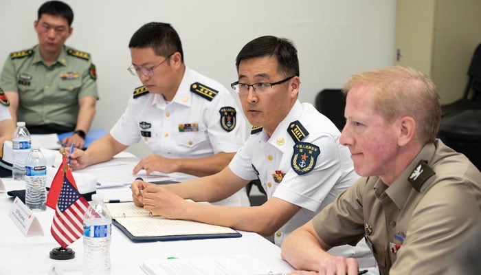 Military representatives from US pictured alongside Chinese military officials during the Military Maritime Consultative Agreement Working Group in Honolulu, Hawaii, US, — US Indo-Pacific Command website/File