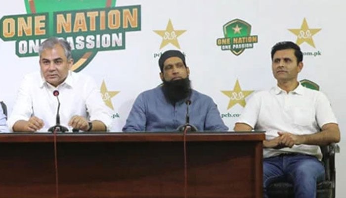 Pakistan Cricket Board (PCB) Chairman Mohsin Naqvi holding a press conference in Lahore. — PCB/File