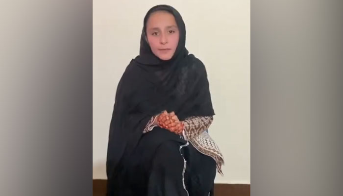 In this Still, Falak Noor speaks in a video message on March 21, 2024. — X/@Tahireen_Jab/File