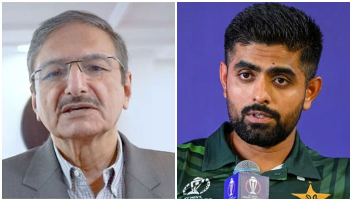 Former Pakistan Cricket Board (PCB) chairman Zaka Ashraf (left) and Pakistan team captain Babar Azam. — PCB/File