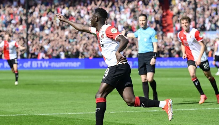 Feyenoords Yankuba Minteh celebrates during the match. — AFP/File
