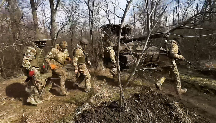 Ukrainian soldiers can be seen in this image. — TASS/File
