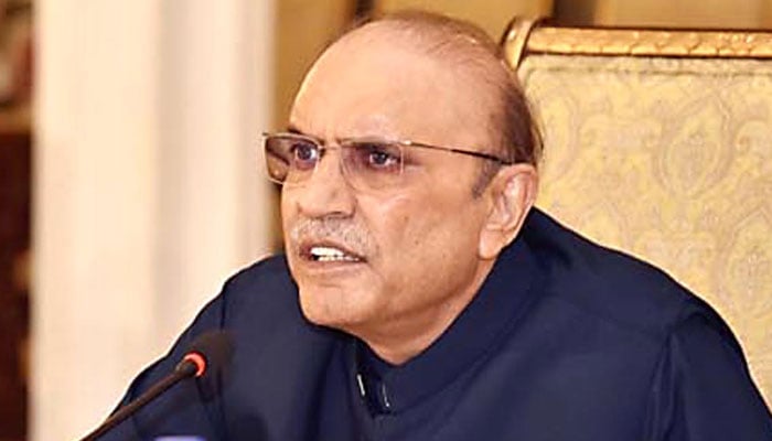 President Asif Ali Zardari speaks at an event at Aiwan-e-Sadr in Islamabad. — INP/File