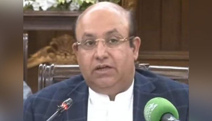 Finance Minister Mujtaba Shuja-ur-Rehman during the meeting of the Cabinet Standing Committee on Legislation and Privatisation at the Chief Ministers Office on April 8, 2024. — APP