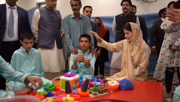 Punjab Chief Minister Maryam Nawaz meets and celebrates Eid with special children on April 10, 2024. — Facebook/Maryam Nawaz Sharif