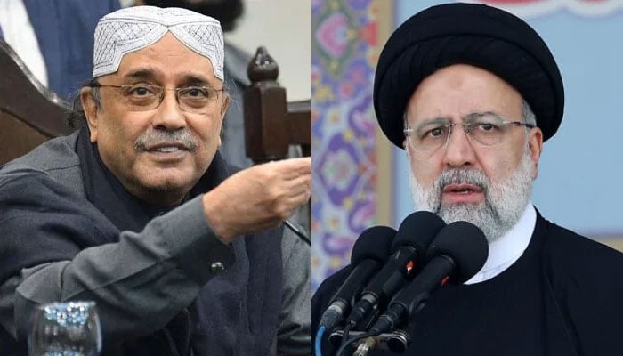 President Asif Ali Zardari (left) and Iranian President Seyyed Ebrahim Raisi. — AFP/File