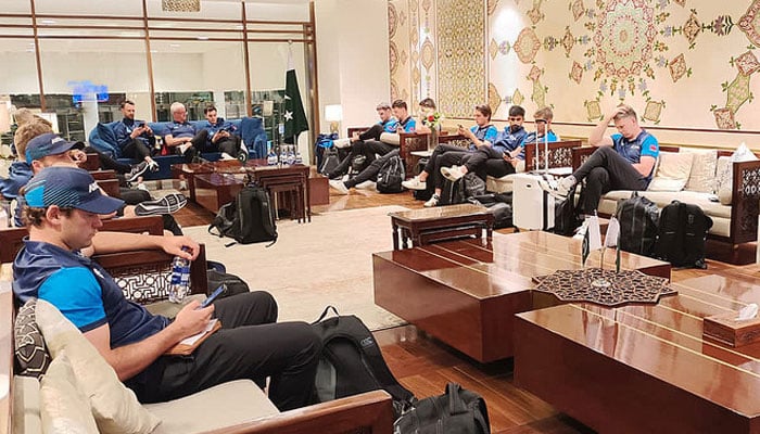 New Zealand cricket team can be seen in Islamabad on April 14, 2024. — X/@TheRealPCB