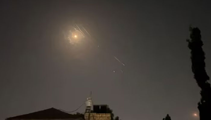 Explosions lighting up Jerusalem sky during Irans drone and missile attack on Israel. — AFP/File