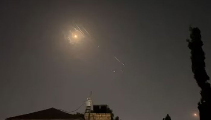 Explosions lighting up Jerusalem sky during Irans drone and missile attack on Israel. — AFP/File